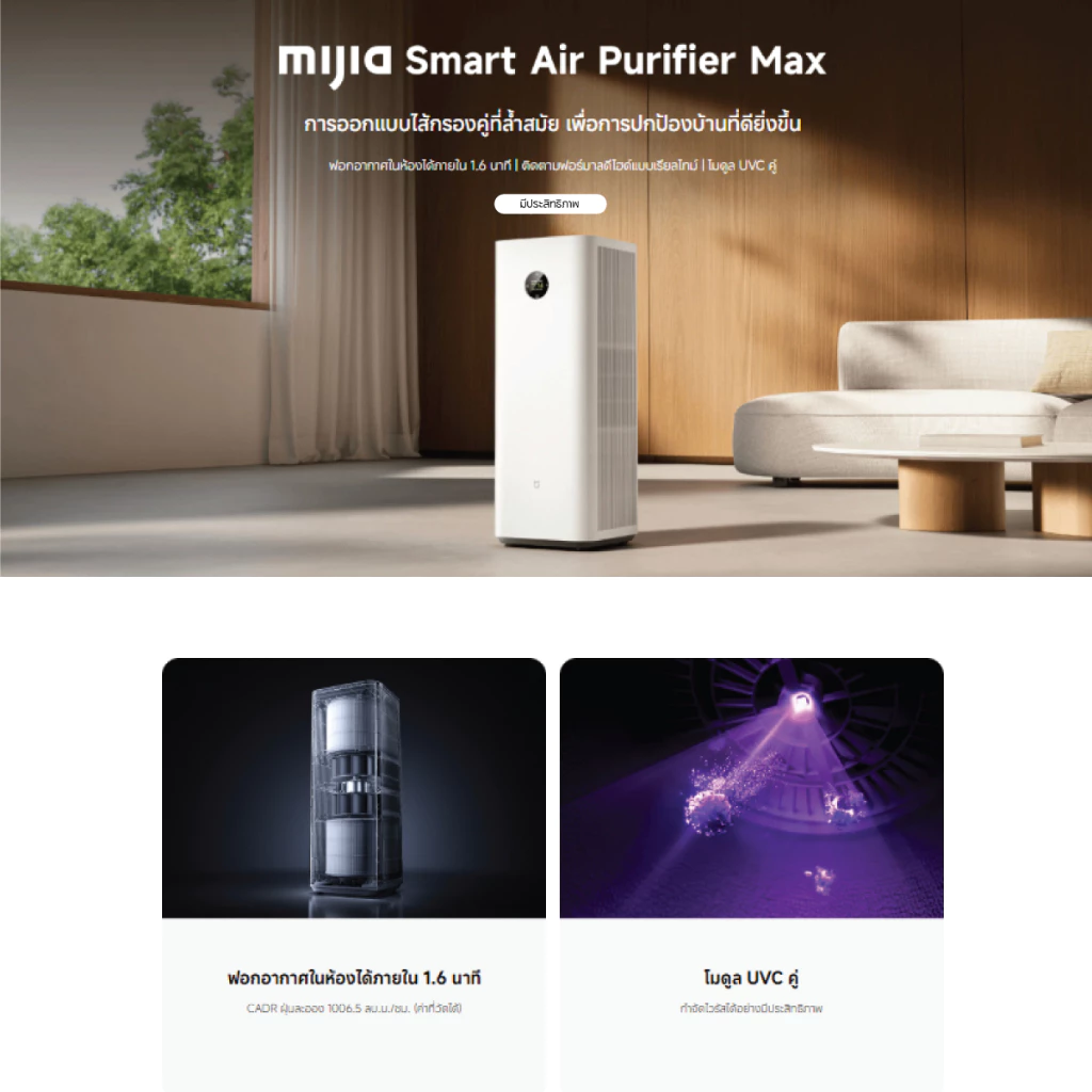 (พร้อมส่งทันที) Xiaomi Smart Air Purifier Max / 6 / Elite / 4 compact / 4 Lite/ 4 Pro เครื่องฟอกอากาศ กำจัดฝุ่น PM2.5 4
